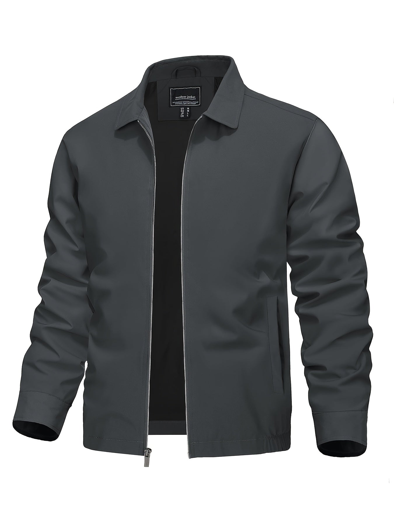 Men's Lightweight Business Casual Jacket - Full Zip Windbreaker with Collar