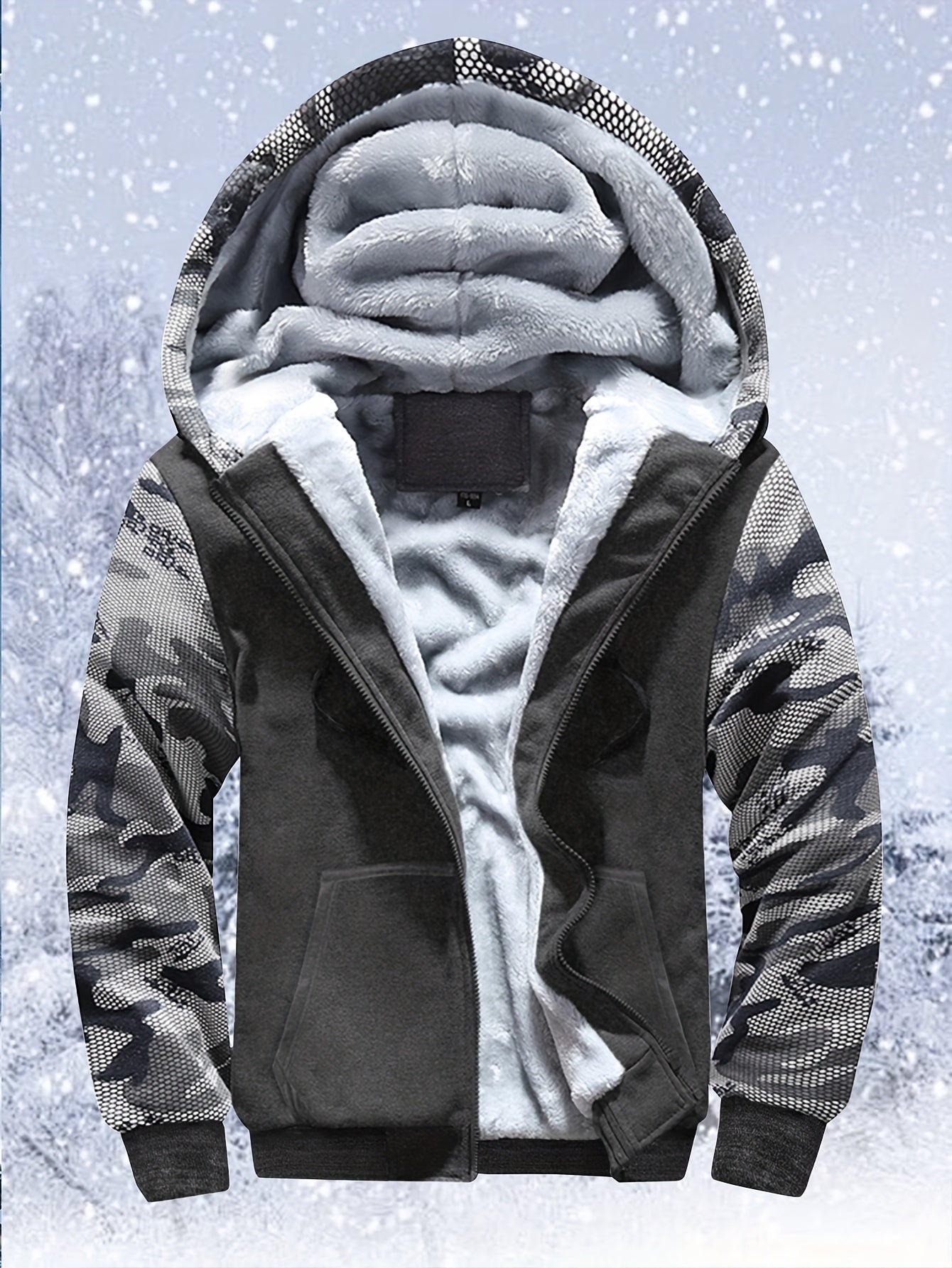 Fleece Full Zip Up Hooded Winter Jacket