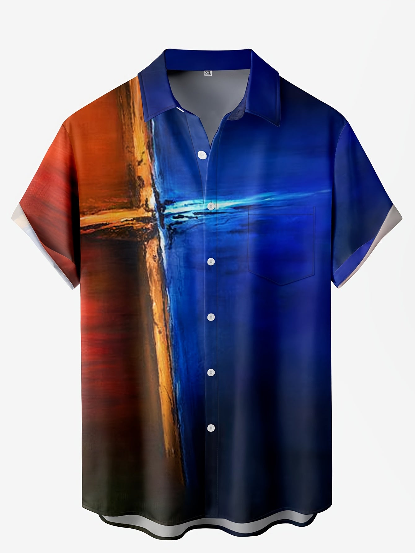 Plus Size Men's Hawaiian Shirts For Beach, Comfy Full Printed